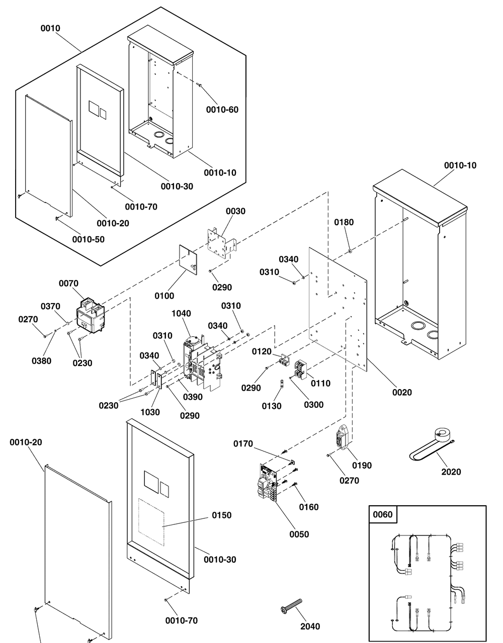 Transfer Switch - Hingeless Enclosure Diagram and Parts List for 071046-02  Briggs and Stratton Generator